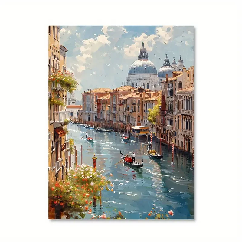 Impresión artística en lienzo sin marco "Escena de los canales de Venecia" (30,48 x 40,64 cm)