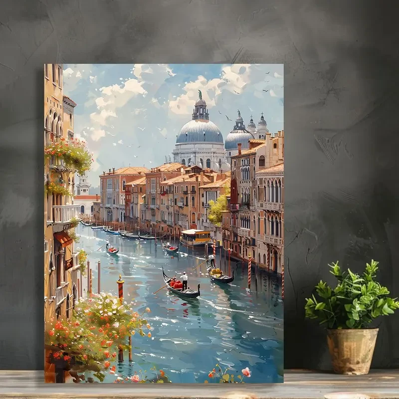 Impresión artística en lienzo sin marco "Escena de los canales de Venecia" (30,48 x 40,64 cm)