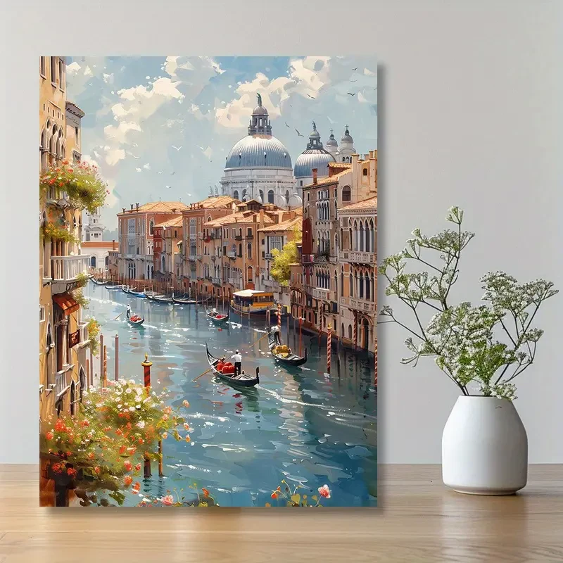 Impresión artística en lienzo sin marco "Escena de los canales de Venecia" (30,48 x 40,64 cm)