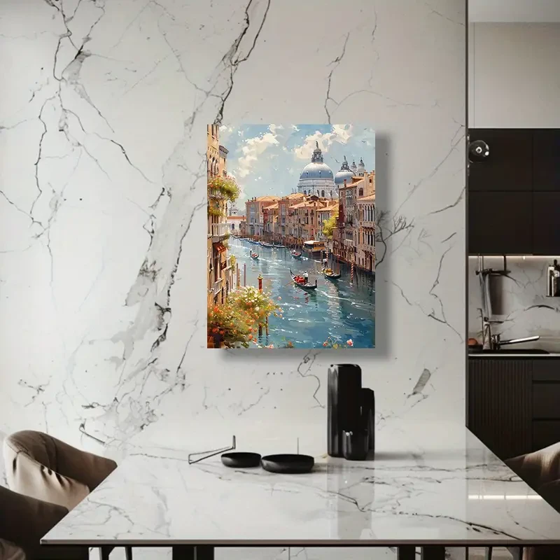 Impresión artística en lienzo sin marco "Escena de los canales de Venecia" (30,48 x 40,64 cm)
