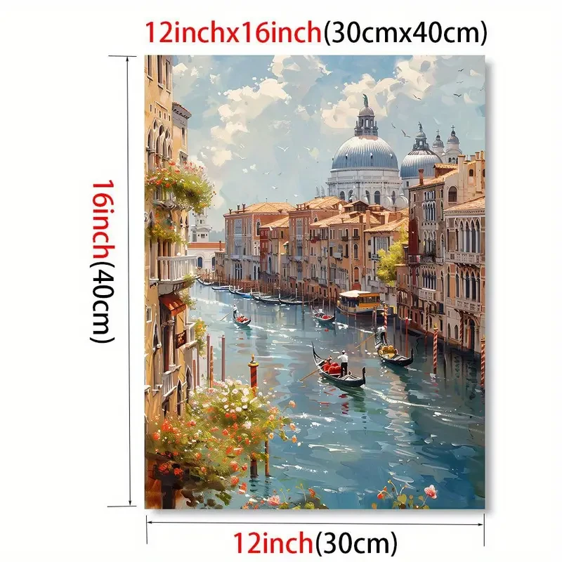 Impresión artística en lienzo sin marco "Escena de los canales de Venecia" (30,48 x 40,64 cm)