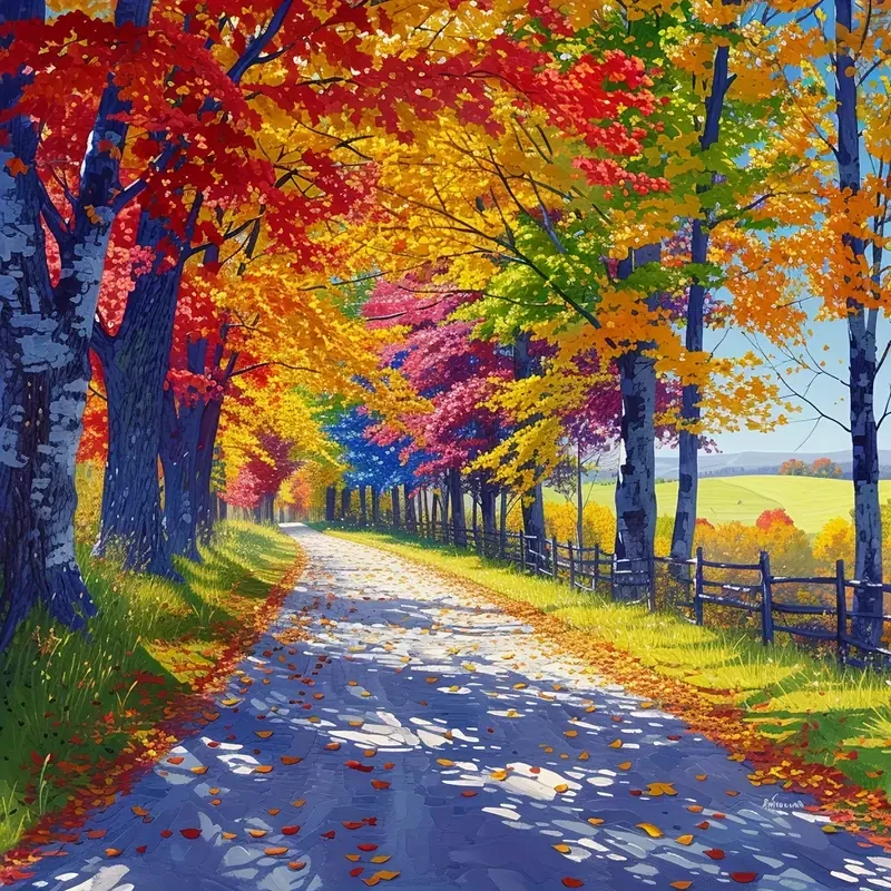Kit de pintura de diamante 5D "Paisaje de camino otoñal" (1 pieza)