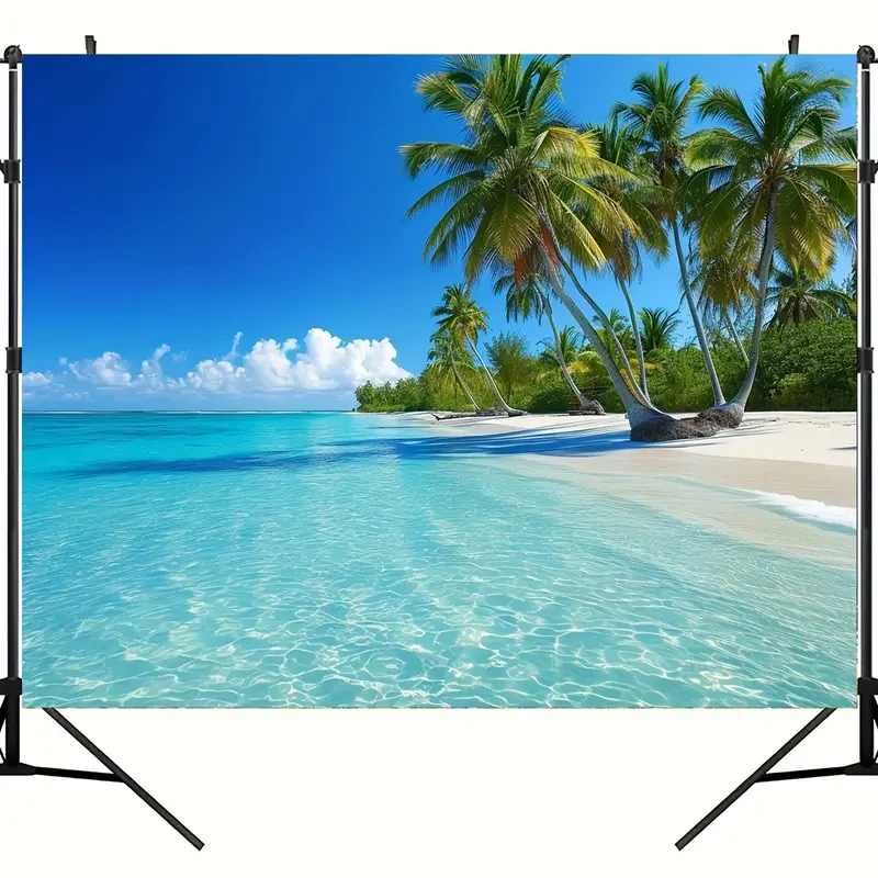 Tapiz de playa vibrante con océano: paraíso tropical para colgar en la pared con cocotero