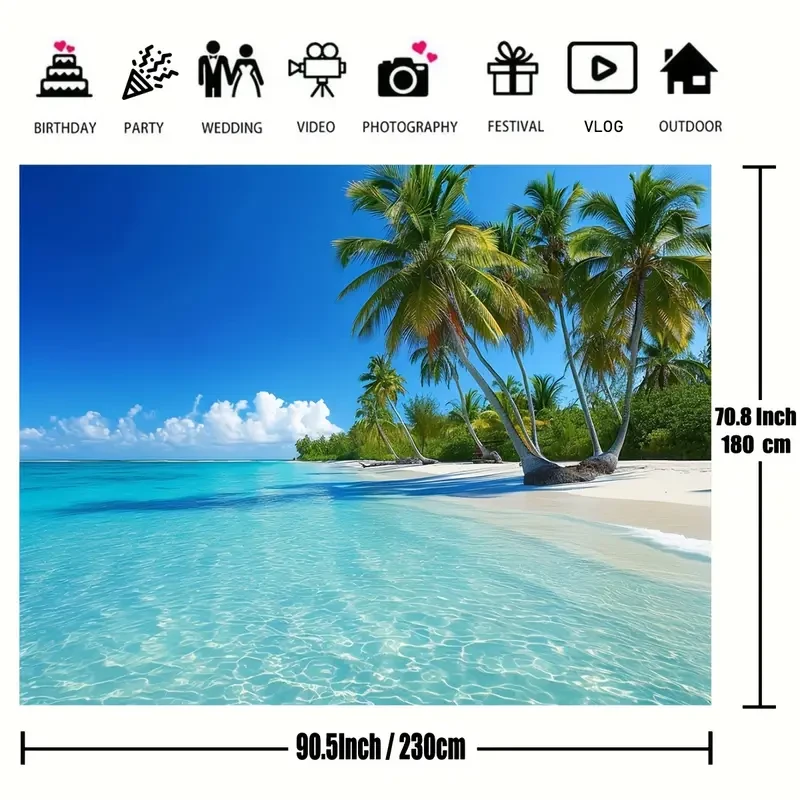 Tapiz de playa vibrante con océano: paraíso tropical para colgar en la pared con cocotero