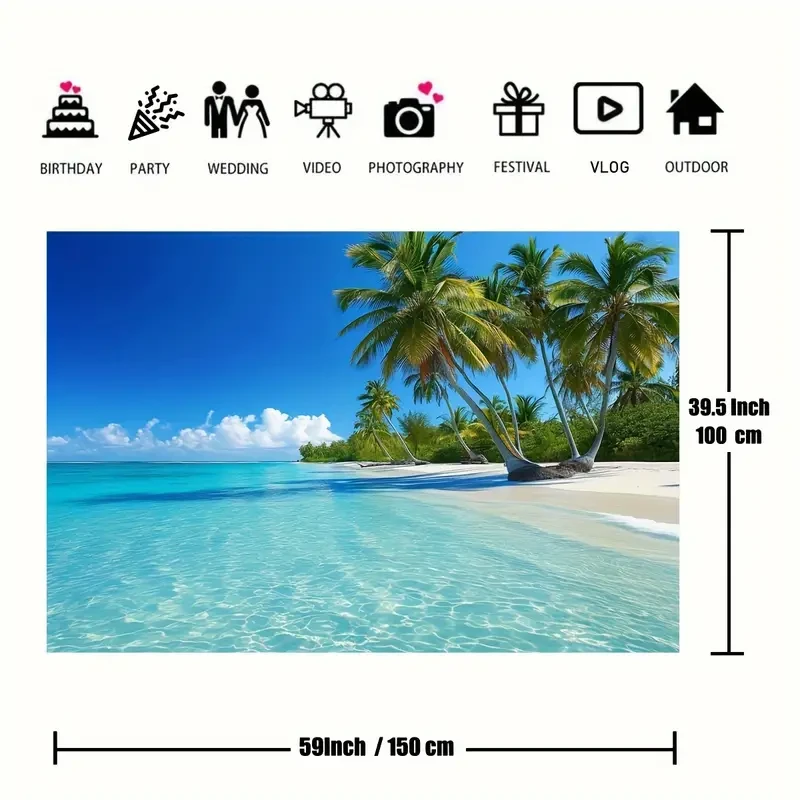 Tapiz de playa vibrante con océano: paraíso tropical para colgar en la pared con cocotero