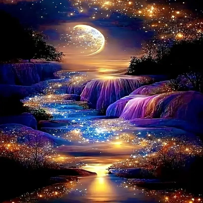 Kits de arte de diamantes con cascada lunar para principiantes