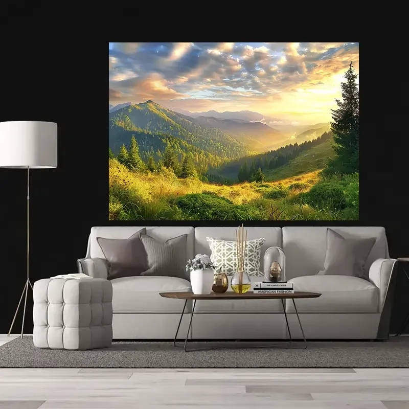 Fondo de poliéster con paisaje de montaña: ideal para cualquier ocasión.