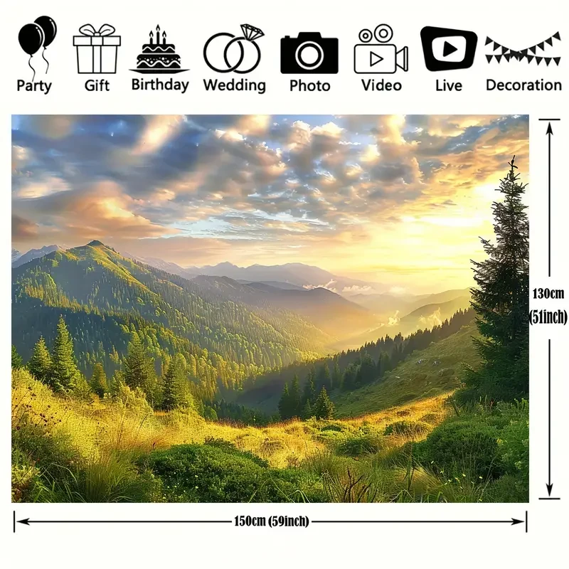 Fondo de poliéster con paisaje de montaña: ideal para cualquier ocasión.