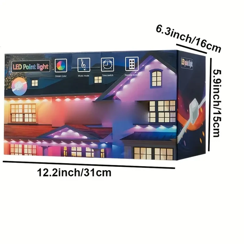Luces exteriores permanentes, luces RGB inteligentes para exteriores con 75 modos de escena, 36 m con 72 luces LED para alero, resistencia al agua IP67, para decoraciones de Halloween y Navidad, compatible con Alexa y el Asistente de Google.