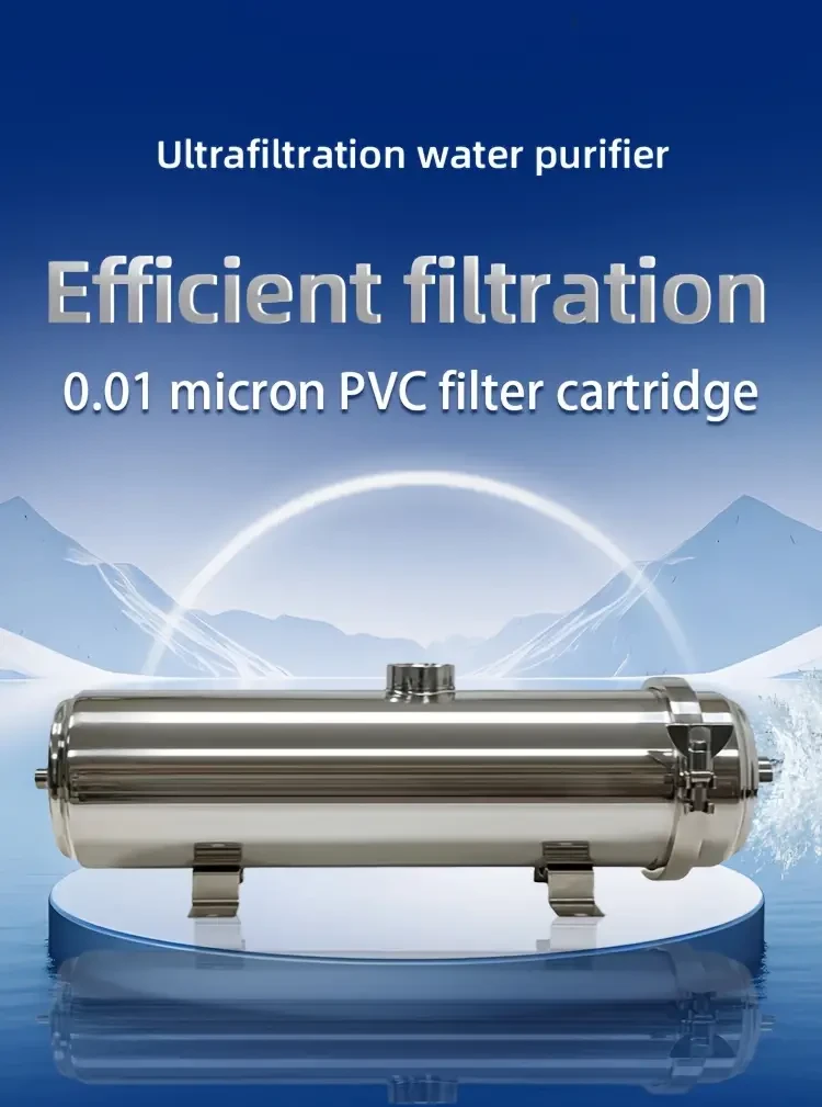 Filtro de agua de ultrafiltración de acero inoxidable, precisión de 0,01 micras, purificador de agua potable doméstico, funcionamiento no eléctrico, capacidad de 89 a 1000 l