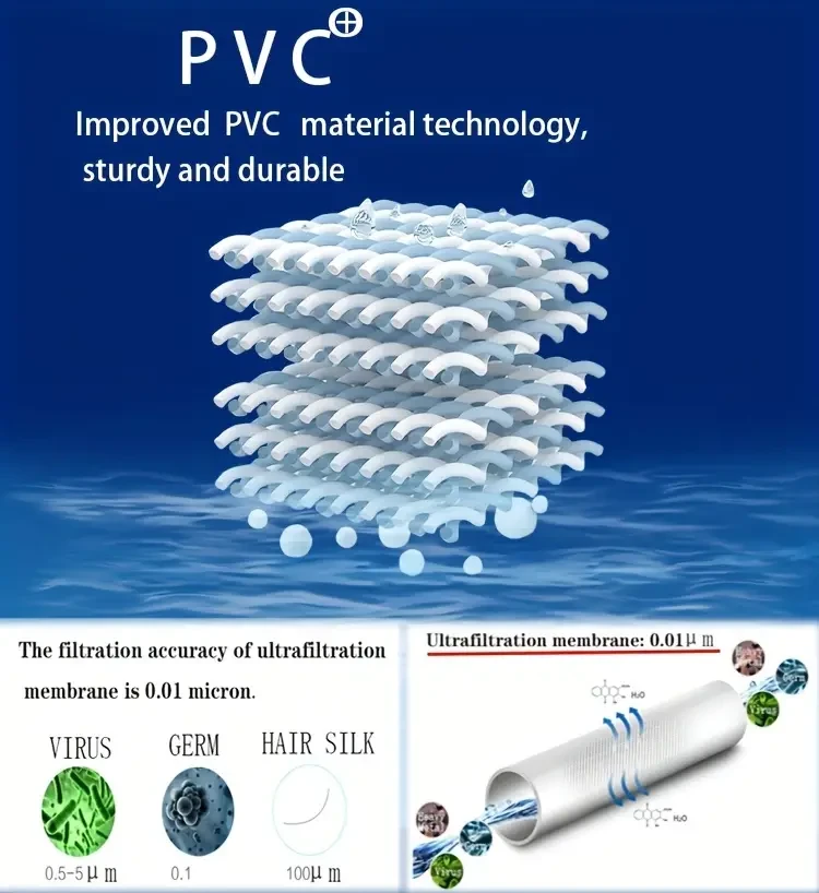 Filtro de agua de ultrafiltración de acero inoxidable, precisión de 0,01 micras, purificador de agua potable doméstico, funcionamiento no eléctrico, capacidad de 89 a 1000 l