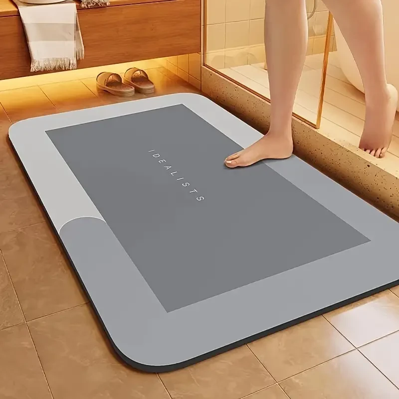 Alfombrilla de baño de tierra de diatomeas ultraabsorbente de secado rápido, antideslizante y suave