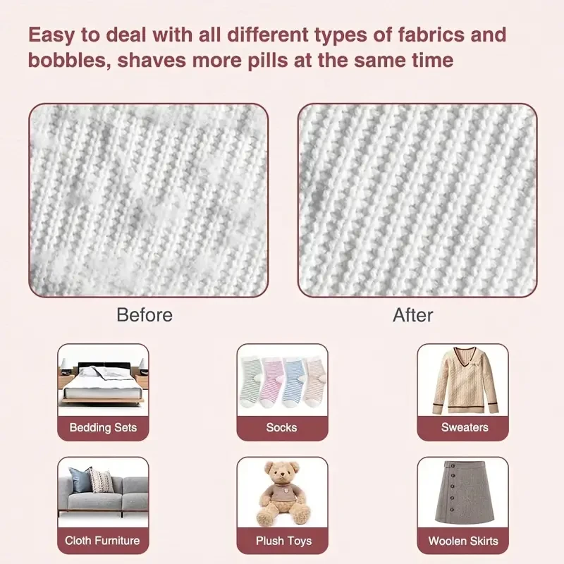 Afeitadora eléctrica de telas recargable por USB, quitapelusas portátil para ropa y suéteres