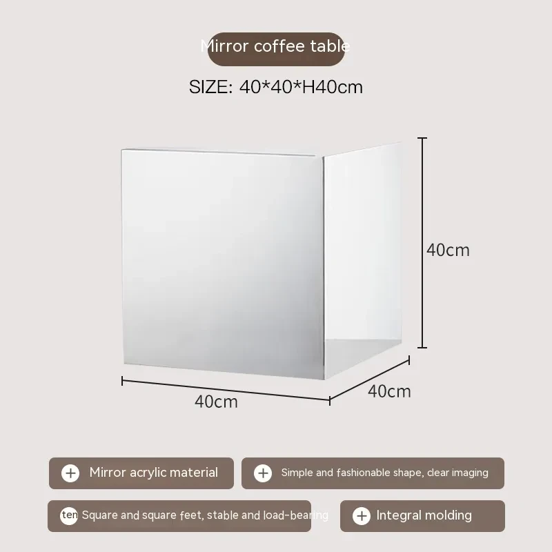 Espejo simple de acrílico en forma de cubo para mesa de centro, mesita de noche, decoración, adornos