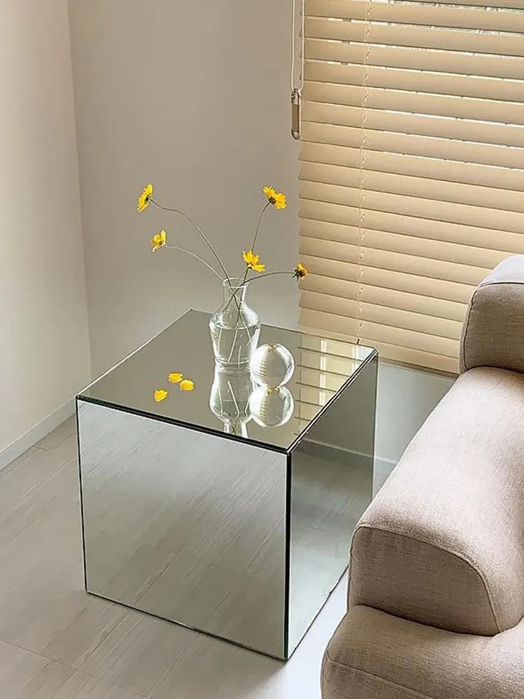 Espejo simple de acrílico en forma de cubo para mesa de centro, mesita de noche, decoración, adornos