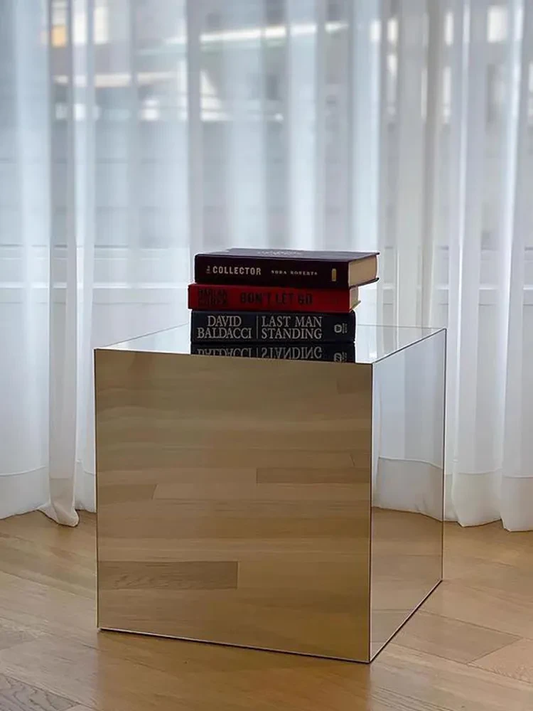 Espejo simple de acrílico en forma de cubo para mesa de centro, mesita de noche, decoración, adornos
