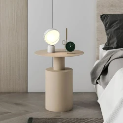 Mesita de noche moderna y sencilla de estilo nórdico para dormitorio, mesa pequeña redonda