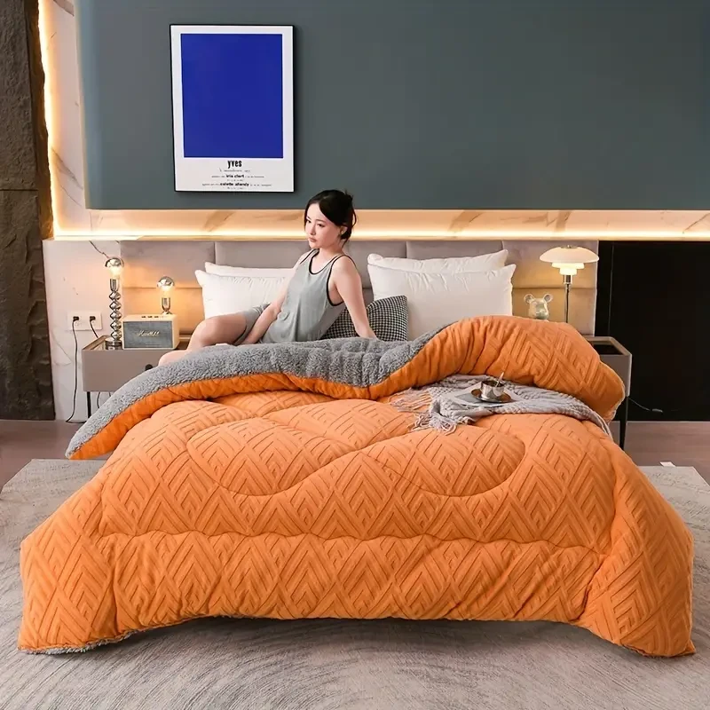 Edredón de invierno de terciopelo repujado, ultra suave, cálido y ligero, para todas las estaciones.