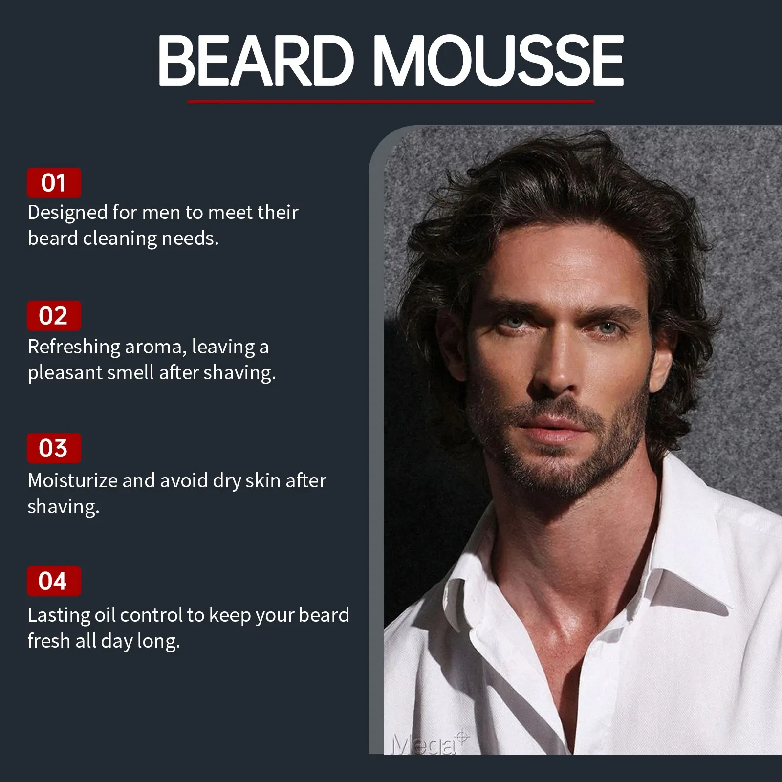 Mousse limpiadora de barba, cuidado hidratante