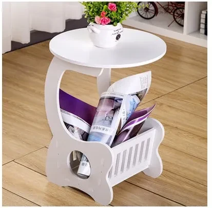 Mesa de centro de revista creativa sencilla para sala de estar, mesa redonda pequeña para el hogar