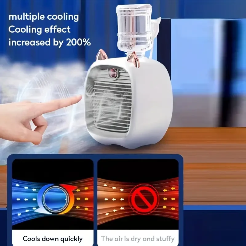 Mini ventilador portátil con pulverizador - 3 velocidades USB-C