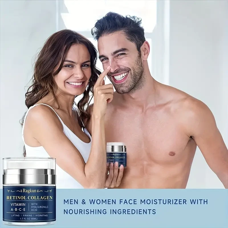 Crema hidratante facial con retinol - Crema de colágeno para el cuello, reafirmante y tensora - Hidratante facial antiedad de día y de noche para mujeres y hombres, crema reafirmante y tensora antiarrugas - 50 ml