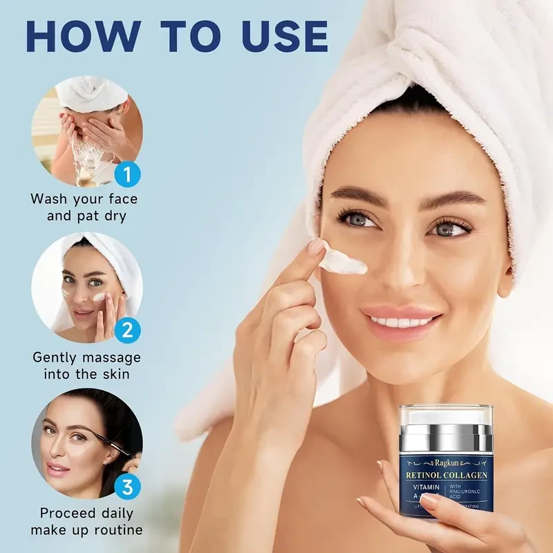 Crema hidratante facial con retinol - Crema de colágeno para el cuello, reafirmante y tensora - Hidratante facial antiedad de día y de noche para mujeres y hombres, crema reafirmante y tensora antiarrugas - 50 ml