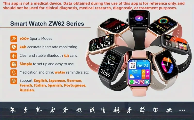 Reloj inteligente de 2.01" con monitor de temperatura corporal y sueño, con llamadas inalámbricas (contestar, realizar y rechazar llamadas) para hombres y mujeres, monitor de actividad física con más de 100 modos deportivos, voz con IA y calculadora, comp