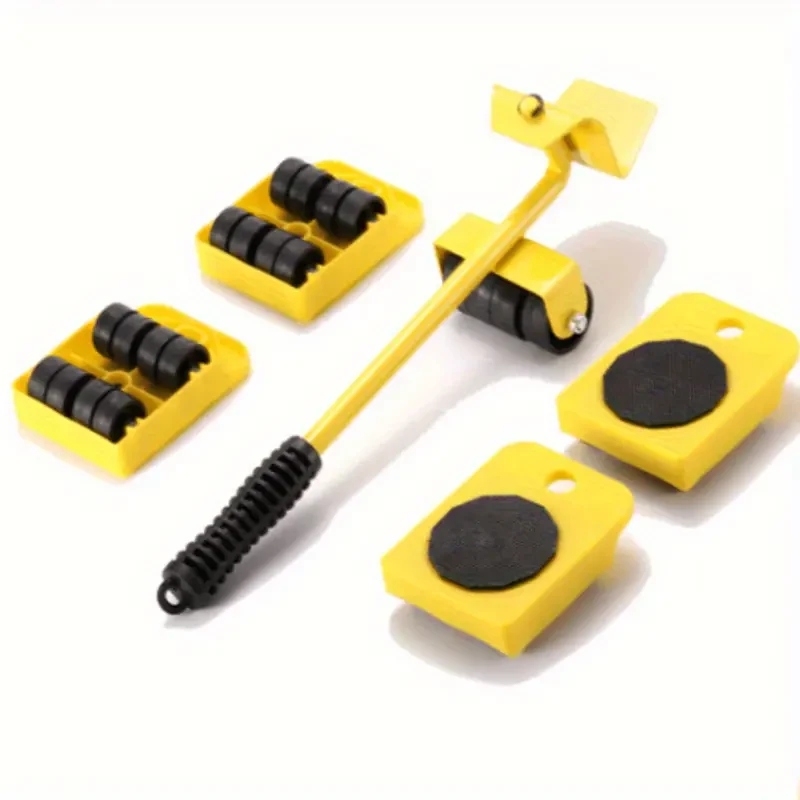 Dispositivo para mover muebles pesados, conjunto de cinco piezas, sistema para mover muebles, herramienta para mover, herramienta para mover, herramienta de hardware