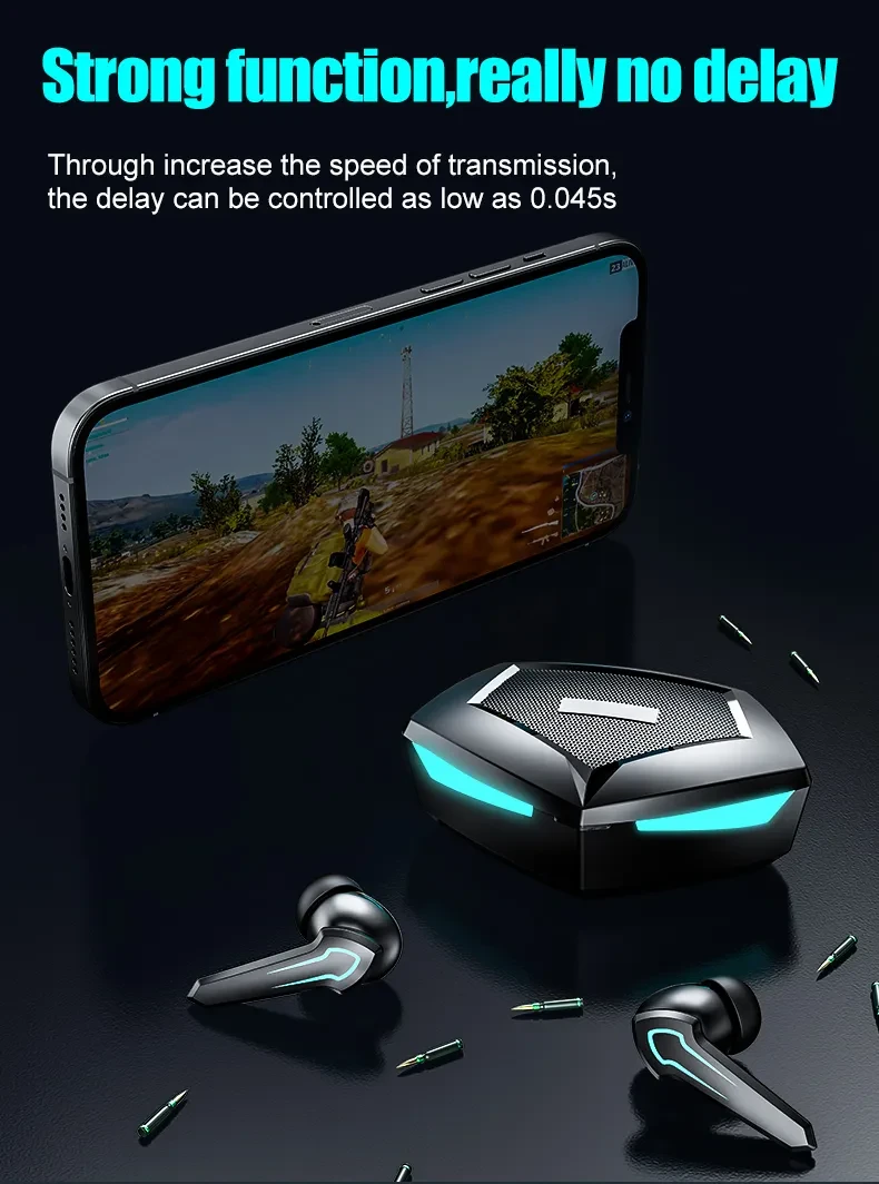 Auriculares para juegos TWS Gamer sin retrasos, estéreo 360, inalámbricos, Bluetooth 5.1, deportivos, con micrófono, 10 horas de duración