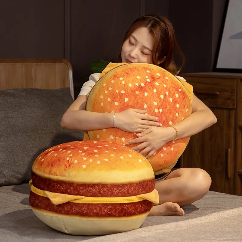 Cojín de peluche con forma de hamburguesa