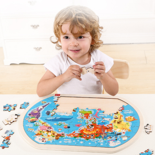 Rompecabezas de madera del mundo, juguetes para niños, regalo para bebés, juguetes educativos