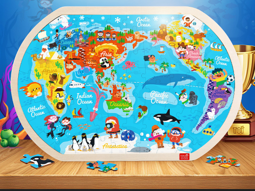Rompecabezas de madera del mundo, juguetes para niños, regalo para bebés, juguetes educativos