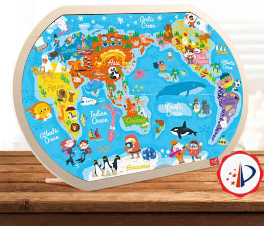 Rompecabezas de madera del mundo, juguetes para niños, regalo para bebés, juguetes educativos