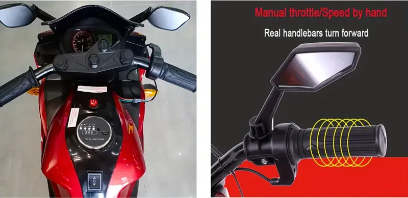 Motocicleta para niños TAMCO, motocicleta de 12 V para niños de 3 a 8 años, motocicleta para niños de 12 V y 7 Ah, juguete para montar con ruedas de entrenamiento, acelerador manual, conducción manual y ruedas con iluminación.