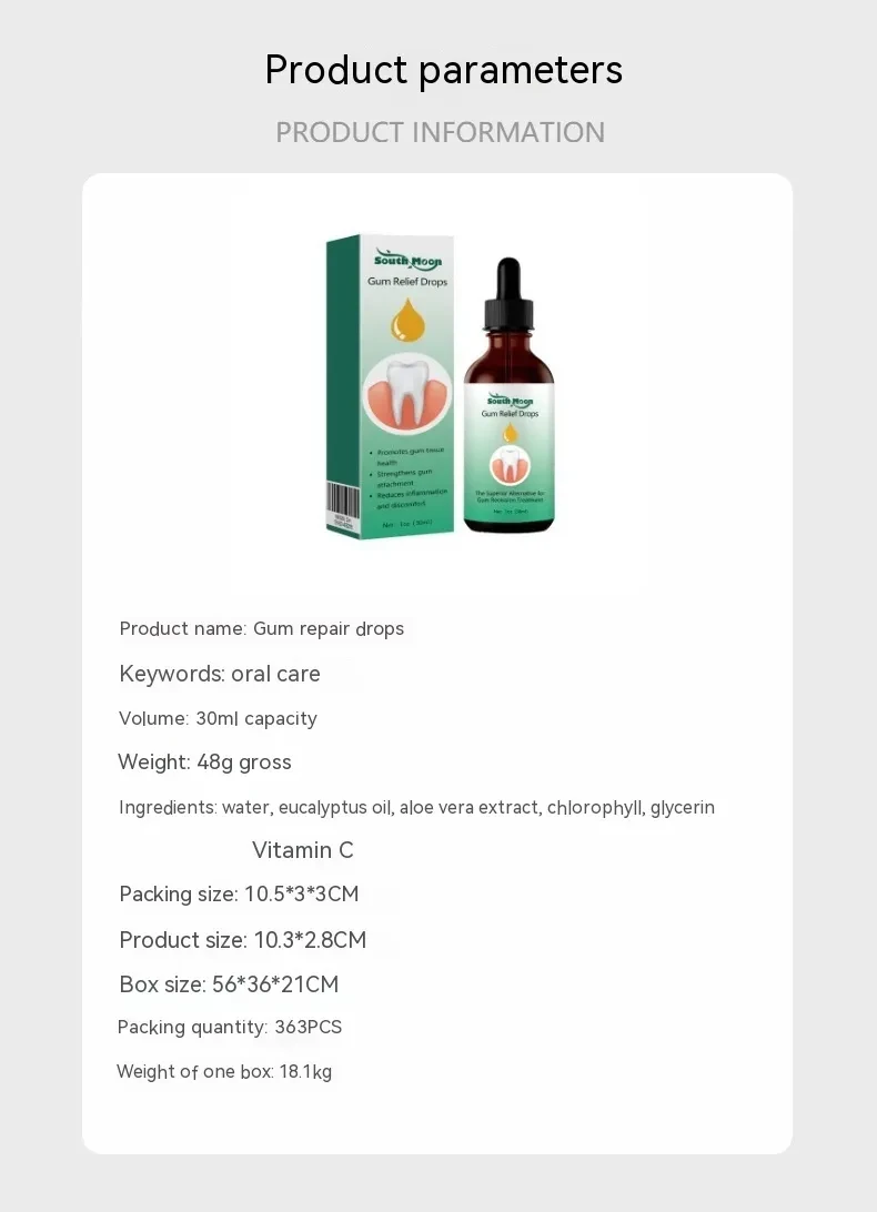 Gotas reparadoras de encías, alivio de encías, espuma periodontal