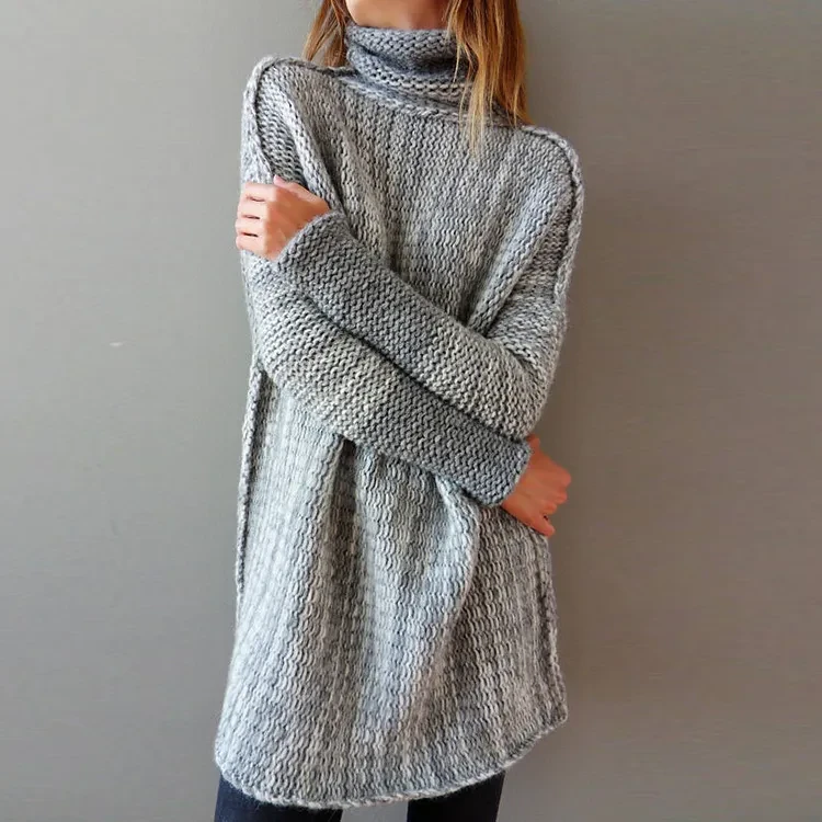 Nuevos productos para otoño e invierno: suéter holgado de cuello alto para mujer.