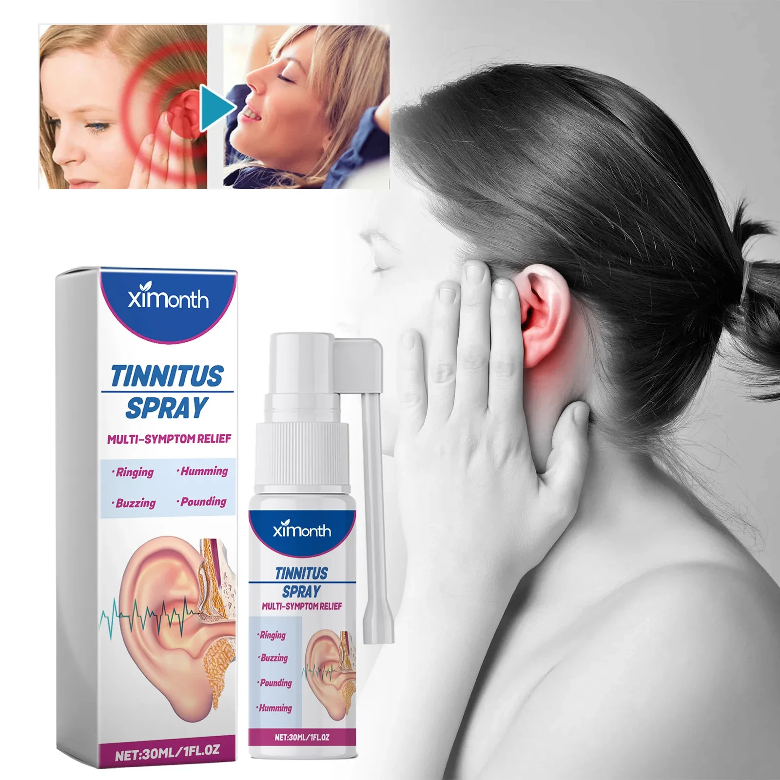 Spray limpiador para aliviar el tinnitus