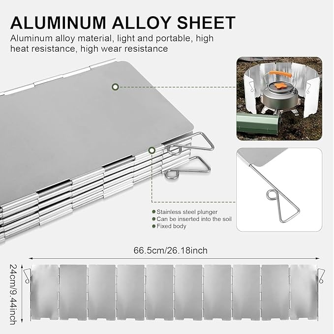 Estufa de camping Orifesio plegable de 2600 W, portátil, de butano, con parabrisas y bolsa de almacenamiento para camping, senderismo y viajes.