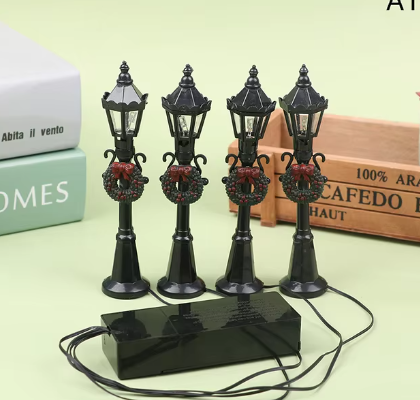 Juego de 4 mini farolas navideñas