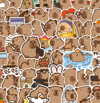 100 pegatinas lindas de capibara regordete