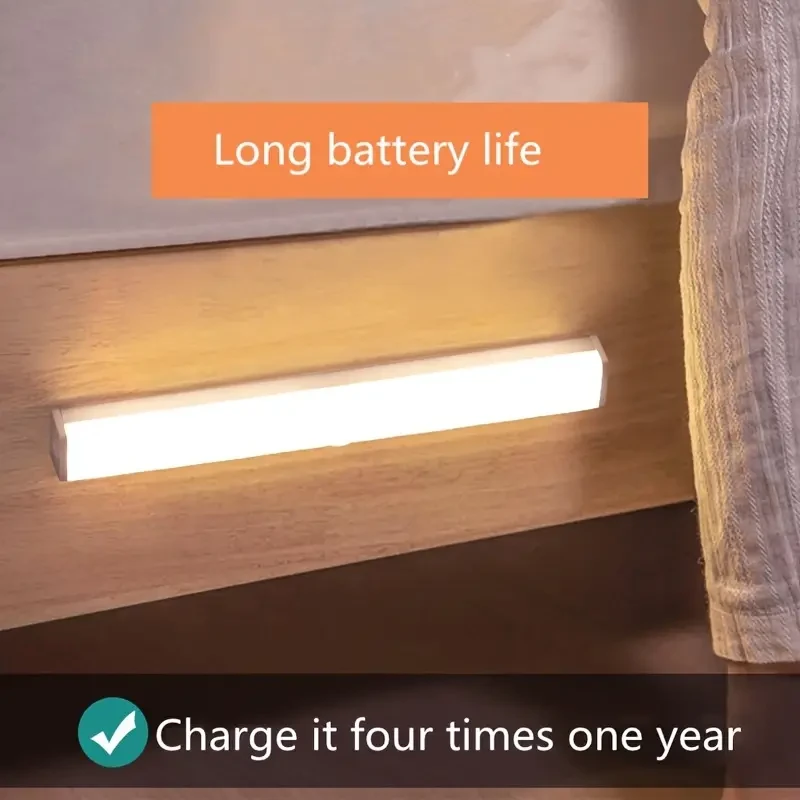 Luz nocturna recargable con sensor de movimiento, luz LED inalámbrica para gabinete de 32 cm con brillo ajustable.