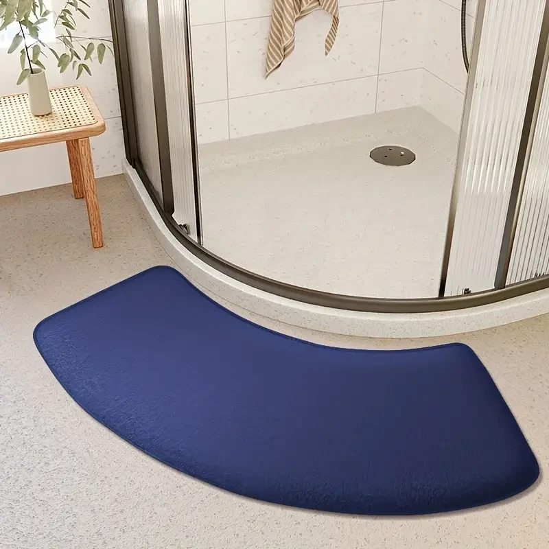 Alfombra de baño antideslizante de poliéster grueso para puerta de ducha, felpudo de entrada semicircular, lavable a mano, pelo corto, hecha a máquina, 660 g/1,2 cm de grosor, ideal para decoración de cocina y baño.