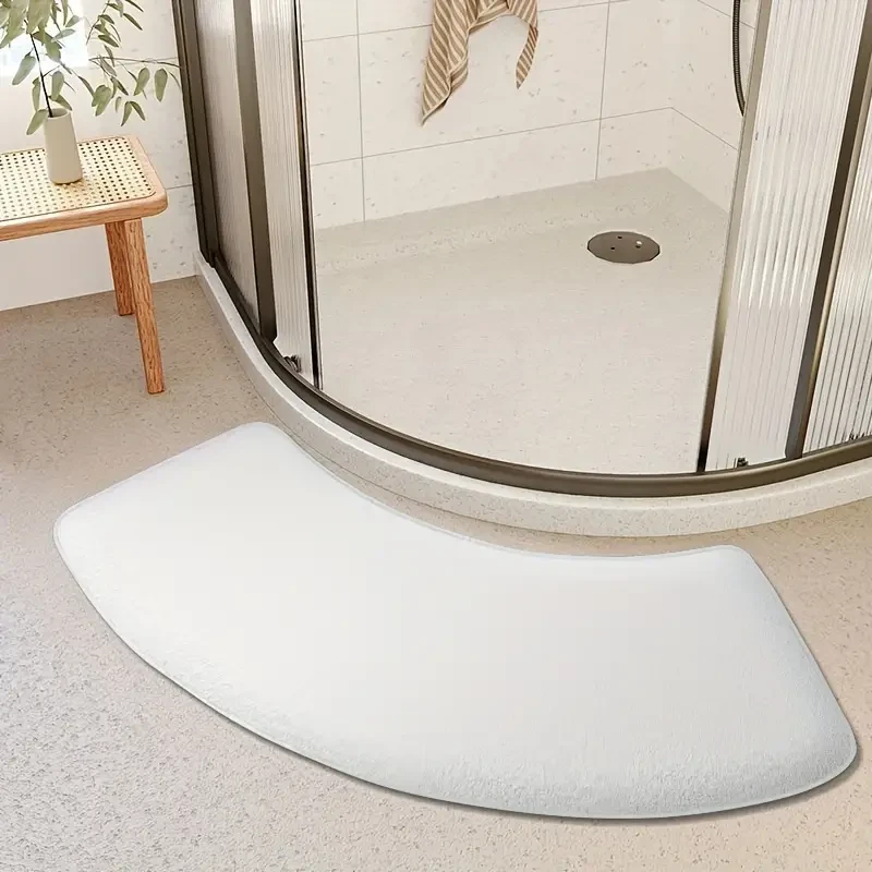 Alfombra de baño antideslizante de poliéster grueso para puerta de ducha, felpudo de entrada semicircular, lavable a mano, pelo corto, hecha a máquina, 660 g/1,2 cm de grosor, ideal para decoración de cocina y baño.
