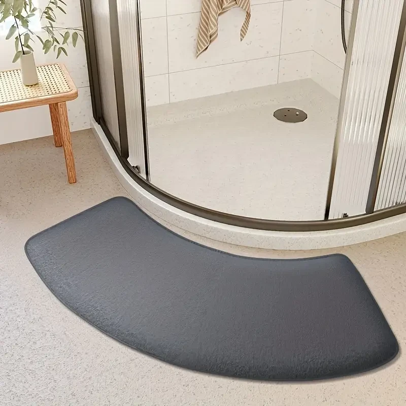 Alfombra de baño antideslizante de poliéster grueso para puerta de ducha, felpudo de entrada semicircular, lavable a mano, pelo corto, hecha a máquina, 660 g/1,2 cm de grosor, ideal para decoración de cocina y baño.
