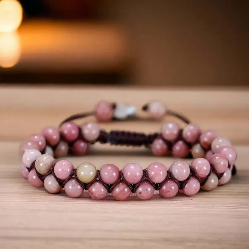 Pulsera de piedra natural de doble hilera