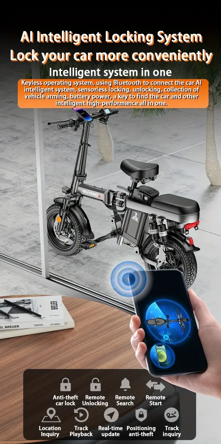 Bicicleta eléctrica para adultos con cesta, candado, soporte para móvil, motor de 400 W, velocidad máxima de 40 km/h, alarma antirrobo, neumáticos de 35 cm, batería extraíble, amortiguadores múltiples, ideal para desplazamientos urbanos, plegable.