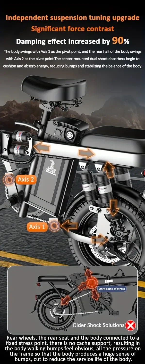 Mini bicicleta eléctrica, 12 Ah, autonomía de 48 km, 48 V, frenos de disco dobles, para hombre y mujer, plegable, fácil de transportar, esencial para viajes, motor de 400 W.