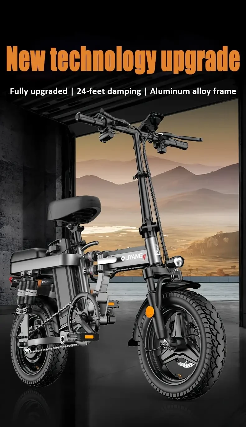Mini bicicleta eléctrica, 12 Ah, autonomía de 48 km, 48 V, frenos de disco dobles, para hombre y mujer, plegable, fácil de transportar, esencial para viajes, motor de 400 W.