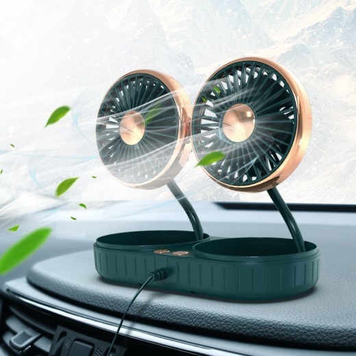 Ventilador USB pequeño con manguera de doble cabezal para interior de coche, accesorios creativos para automoción